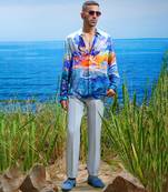 Cosmic wave habutai silk shirt