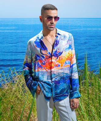Cosmic wave habutai silk shirt 2