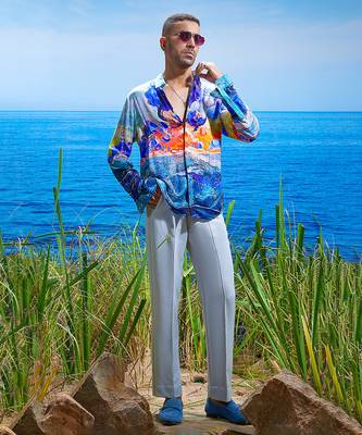 Cosmic wave habutai silk shirt 3