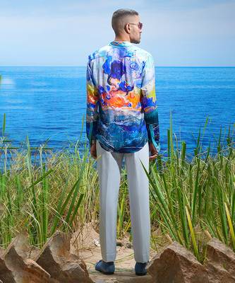 Cosmic wave habutai silk shirt 4