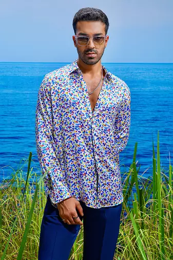 Seraphic blossom habutai silk shirt