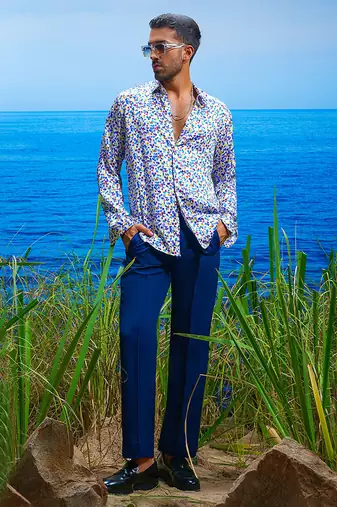 Seraphic blossom habutai silk shirt