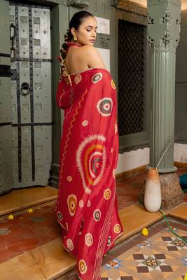 pre-stitched dusty lavender chiffon foil work floral printed saree 5