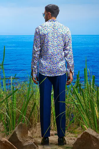 Seraphic blossom habutai silk shirt