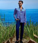 Prismatic horizon habutai silk shirt