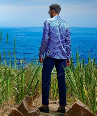 Prismatic horizon habutai silk shirt 3
