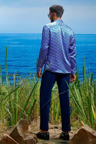 Prismatic horizon habutai silk shirt