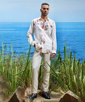Floral odyssey embroidered linen shirt 1