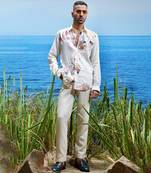 Floral odyssey embroidered linen shirt