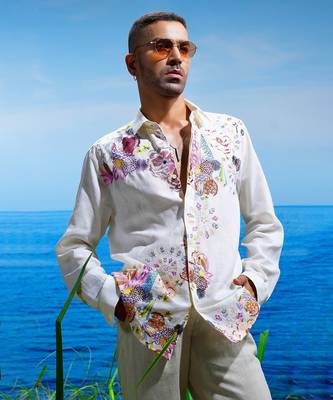 Floral odyssey embroidered linen shirt 4