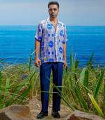 Indigo riviera habutai silk shirt