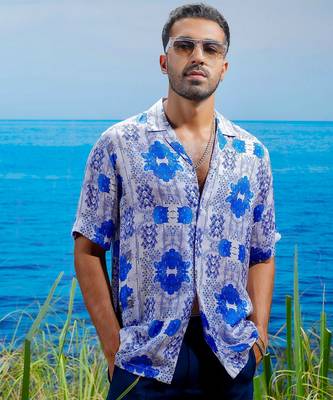 Indigo riviera habutai silk shirt 4