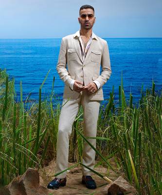 Natural beige voyager linen blazer 1