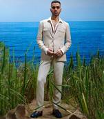 Natural beige voyager linen blazer