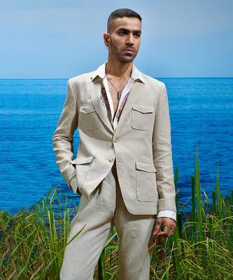 Natural beige voyager linen blazer 3