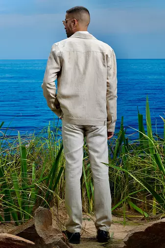 Desert dune linen trucker jacket