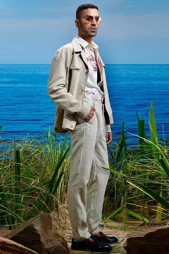 Desert dune linen trucker jacket