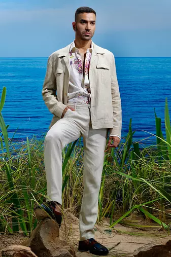 Desert dune linen trucker jacket