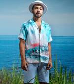 Summer cityscape linen shirt