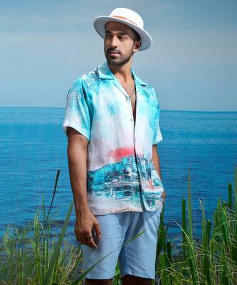 Summer cityscape linen shirt 2