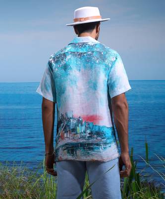 Summer cityscape linen shirt 3