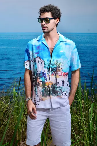 Santorini dreams linen cuban shirt