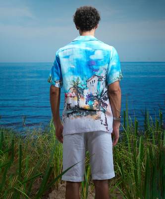 Santorini dreams linen cuban shirt 3