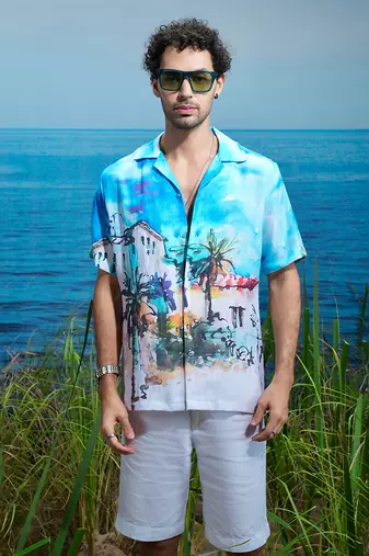 Santorini dreams linen cuban shirt