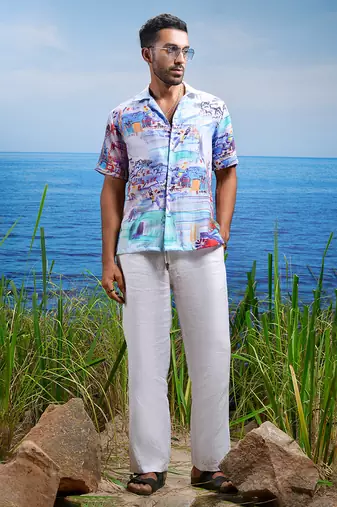 Amalfi vista linen cuban shirt