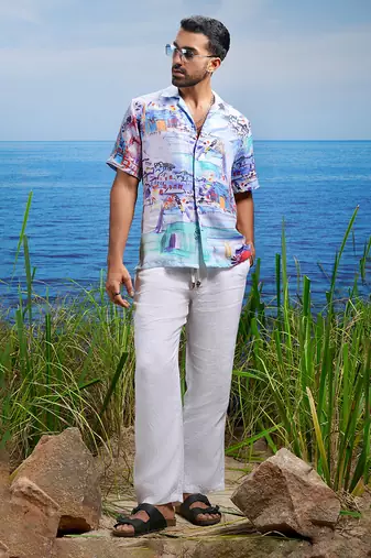Amalfi vista linen cuban shirt