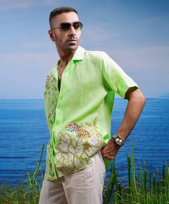 Tropical oasis cuban embroidered linen shirt 2
