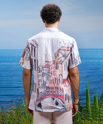 Venice dreamscape linen cuban shirt 2