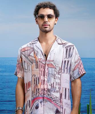 Venice dreamscape linen cuban shirt 3