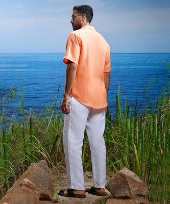 Sunset stitch tapestry embroidered linen shirt 2