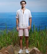 Palm oasis embroidered linen shirt