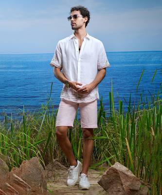 Palm oasis embroidered linen shirt 3