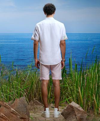 Palm oasis embroidered linen shirt 4