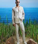 Sahara petal embroidered linen shirt