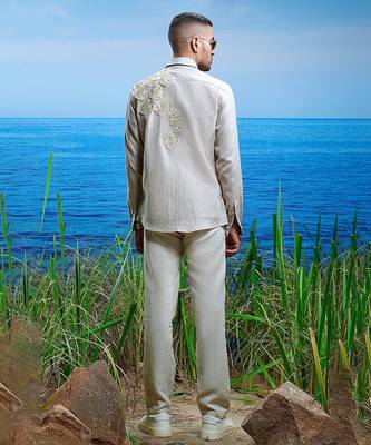 Sahara petal embroidered linen shirt 2