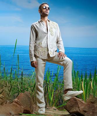 Sahara petal embroidered linen shirt 3