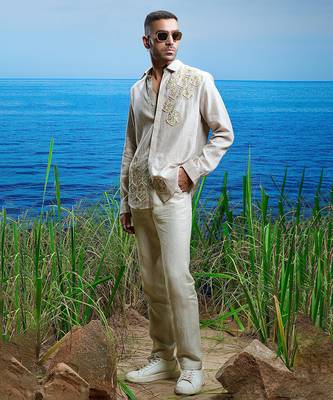 Sahara petal embroidered linen shirt 4