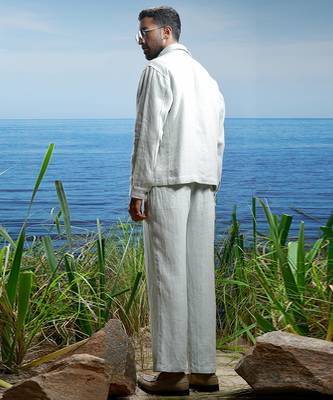 Sage green herringbone linen coord set 4