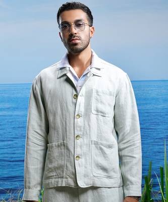 Sage green herringbone linen coord set 5