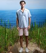 Oceanic calm cuban embroidered linen shirt.