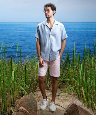 Oceanic calm cuban embroidered linen shirt. 3