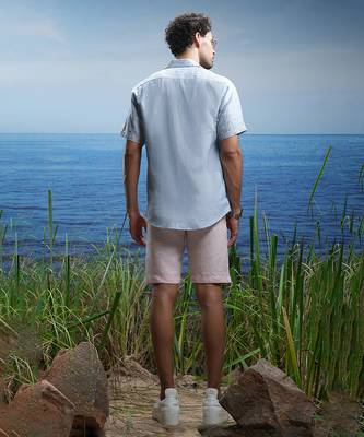 Oceanic calm cuban embroidered linen shirt. 4