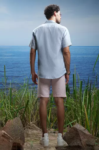 Oceanic calm cuban embroidered linen shirt.