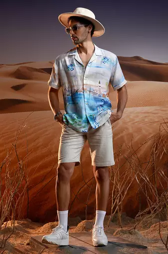 Marina serenity linen cuban shirt