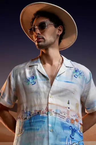 Marina serenity linen cuban shirt