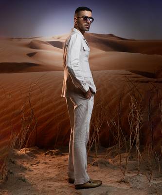 Desert oasis herringbone linen safari suit 3